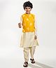 Bittu by bhama Cotton Blend Woven Full Sleeves Solid Kurta Pyjama With Floral Printed Jacket Set - Off White