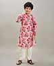Bittu by bhama Cotton Blend Woven Full Sleeves Floral Printed Kurta Pyjama Set - Peach