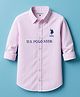 US Polo Assn Cotton Woven Full Sleeves Shirt With Stripes - Light Pink