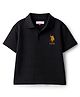 US Polo Assn Cotton Knit Half Sleeves Textured Polo T-Shirt With Brand Logo Embroidery - Black