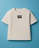 US Polo Assn Cotton Knit Half Sleeves Textured T-Shirt With Brand Logo Badge - Beige