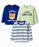 Babyhug 100% Cotton Knit Full Sleeves Striped T-Shirts with Text Graphic Pack of 3 - Multicolor