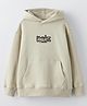 ALAN JONES Cotton Blend Knit Full Sleeves Typography Printed Light Winter Oversized Hoodie - Beige