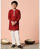 Fashion Dream Chanderi Woven Full Sleeves Placket Embroidered Kurta Pyjama Set - Maroon