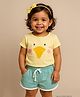 JusCubs Cotton Woven Half Sleeves Duck Printed Tee & Shorts Set - Yellow