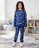 Anthrilo Fleece Knit Full Sleeves Space Theme Printed Coordinating Winter Sweatshirt With Joggers Set - Blue