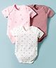 I Bears Interlock Knit Half Sleeves Onesies With Floral Print Pack Of 3 - White Pink & Rose Gold