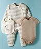 Kookie Kids Interlock Knit Full Sleeves Printed Romper & Onesies With  Bib - Light Green & Cream