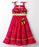 Saka Designs Cotton Woven Sleeveless Lehenga Choli Set With Floral Print - Red