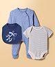 Kookie Kids Interlock Knit Full Sleeves Romper Onesie & Bib with Space Theme Print - Blue