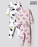 Bonfino Disney Single Jersey Knit Full Sleeves Co-ord Night Suits With Minnie Mouse Print Pack of 2 - White & Lavender