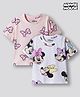 Bonfino Disney Single Jersey Knit Half Sleeves Over Size Drop Shoulder Oversized T-Shirt With Minnie Mouse Graphics Pack Of 2 - White & Pink