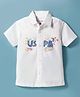 US Polo Assn 100% Cotton Woven Half Sleeves Collar Shirt with Brand Text Print - White