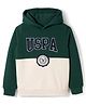 US Polo Assn Cotton Knit Full Sleeves Solid Hooded Sweatshirt - Green & White