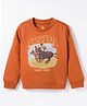 US Polo Assn 100% Cotton Knit Full Sleeves Sweatshirt with Polo Print - Dark Brown