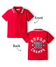Kookie Kids Cotton Woven Half Sleeves Shirt with Back Text Print - Red