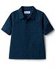 Kookie Kids Cotton Woven Full Sleeves Solid Color Shacket with Pocket - Navy Blue