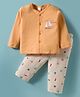 Tango Interlock Knit Full Sleeves Night Suit With Boat Print - Orange