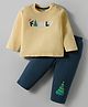 Tango Interlock Knit Full Sleeves T-Shirt & Lounge Pant Set with Christmas Print - Yellow