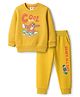 Zero Terry Knit Full Sleeves T-Shirt & Joggers Set with Bear Print - Yellow