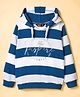 RUFF Knit Full Sleeves Hooded T-Shirt With Stripes & Inspire Text Print - Blue & Beige