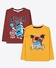 Ariel Cotton Knit Pack Of 2 Full Sleeves Beach Theme & Typography Printed Tees - Brown & Mustard