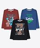 Ariel Cotton Knit Pack Of 3 Full Sleeves Sports Theme Printed Tees - Brown Blue & Black