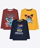 Ariel Cotton Knit Pack Of 3 Full Sleeves Beach Theme & Typography Printed Tees - Brown Mustard & Navy Blue