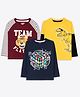 Ariel Cotton Knit Pack Of 3 Full Sleeves Rubic Cubes & Tiger Printed Tees - Maroon Yellow & Navy Blue