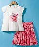 Enfance Core Sleeveless Perfume Printed Top With Skirt Set - Tomato