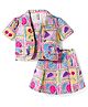 Enfance Fruits Printed Top & Skirt Set With Half Sleeves Jacket - Multi Colour