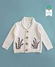 Keebee Organics Organic Cotton Knit Full Sleeves Leaves Designed Sweater - White