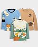 Orange Sugar 100% Cotton Knit Pack Of 3 Full Sleeves Animals & Dinosaurs Printed Tees - Multi Colour