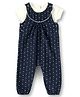 JusCubs Cotton Woven Floral Printed Dungaree With Half Sleeves Tee Set - Navy Blue