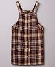 PURPLE UNITED KIDS Cotton Blend Woven Sleeveless Plaid Checked Pinafore Dress - Brown