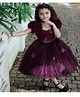 Li & Li Couture Organza Woven Half Ruffled Sleeves Butterfly Applique Detailed Dress - Plum