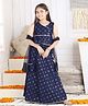 Cutiekins Georgette Woven Sleeveless Mirror Work Detailed & Gota Lace Embellished Lehenga Choli With Dupatta Set - Navy Blue & Silver