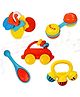 Lumo Brilliant Toys Tim Tim Rattles Set for Babies | Non -Toxic Essentials First Baby Rattle Set Toy for New Born Baby | Infants Toys | Early Development Toys for Babies 5 Pieces - Multicolor