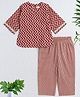 The Magic Wand Cotton Woven Three Fourth Sleeves Chevron Printed Lace Detailed Top & Pant Set - Maroon