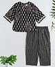 The Magic Wand Cotton Woven Three Fourth Sleeves Paisley Printed Lace Detailed Top & Pant Set - Black