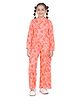 Barbie by Tiny Girl Woven Full Sleeves Floral Printed High Neck Top With Coordinating Pant Set - Peach