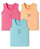 Zero Knit Sleeveless Animal Printed Vests Pack of 3 - Orange Pink & Light Blue