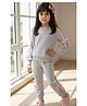 Bubble Berry Knit Full Sleeves Girly Text Printed & Bow Applique Detailed Oversized Winter Sweatshirt & Joggers Set - Melange & Pink