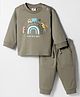 Zero Interlock Knit Full Sleeves T-Shirt & Lounge Pant Set with Vehicle Graphic - Olive Green
