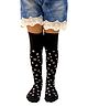 Neska Moda Cotton Elastane Leopard Spots Printed Knee High Socks - Black