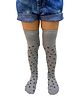 Neska Moda Cotton Elastane Leopard Spots Printed Knee High Socks - Grey