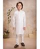 Lagorii Silk Woven Full Sleeves Threadwork Detailed Sequins Embellished Kurta Pyjama Set - White