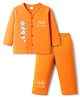 Tango Interlock Knit Full Sleeves Night Suit With Animal Print - Orange