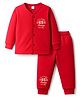 Tango Interlock Knit Full Sleeves Night Suit With Text Print - Red