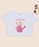 Pantaloons Junior Cotton Knit Half Sleeves Happy Garden Text & Floral Printed Crop Tee - White